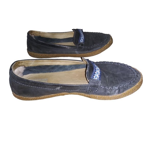 UGGS Kalee Moccasin Grey/Gray Leather Slip On Flat Shoe Size 8.5 Australian Shoe - Picture 4 of 11